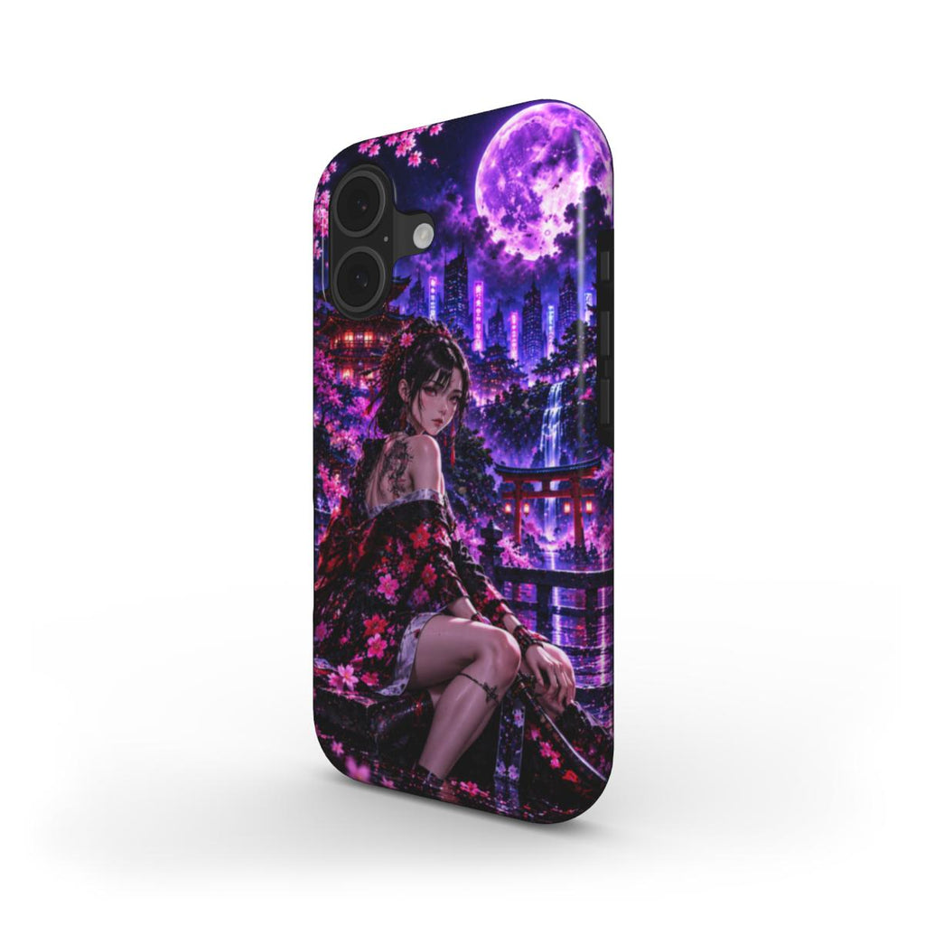 INKASE – Purple Moon Blossom Anime Tough Phone Case