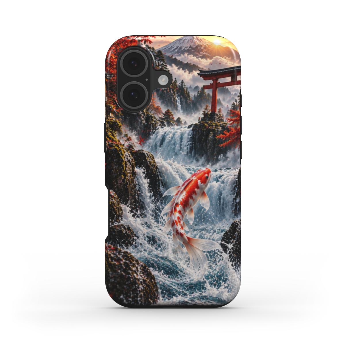 Crimson Koi Waterfall Tough Phone Case