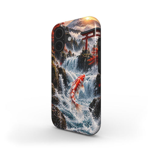 Crimson Koi Waterfall Tough Phone Case