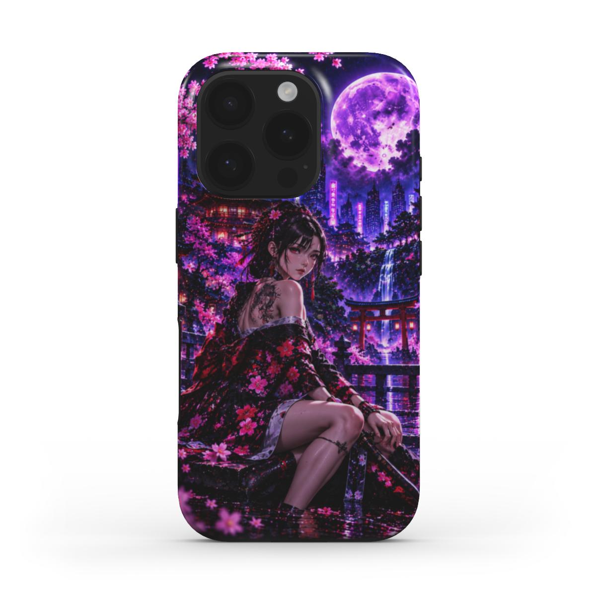 INKASE – Purple Moon Blossom Anime Tough Phone Case