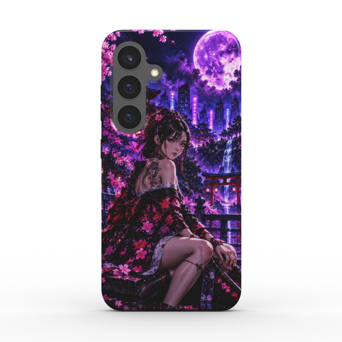 INKASE – Purple Moon Blossom Anime Tough Phone Case