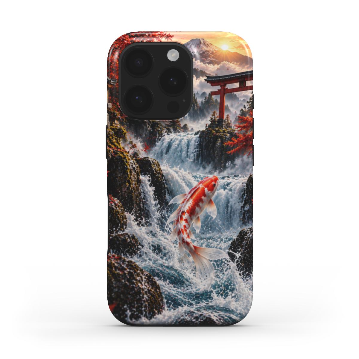 Crimson Koi Waterfall Tough Phone Case