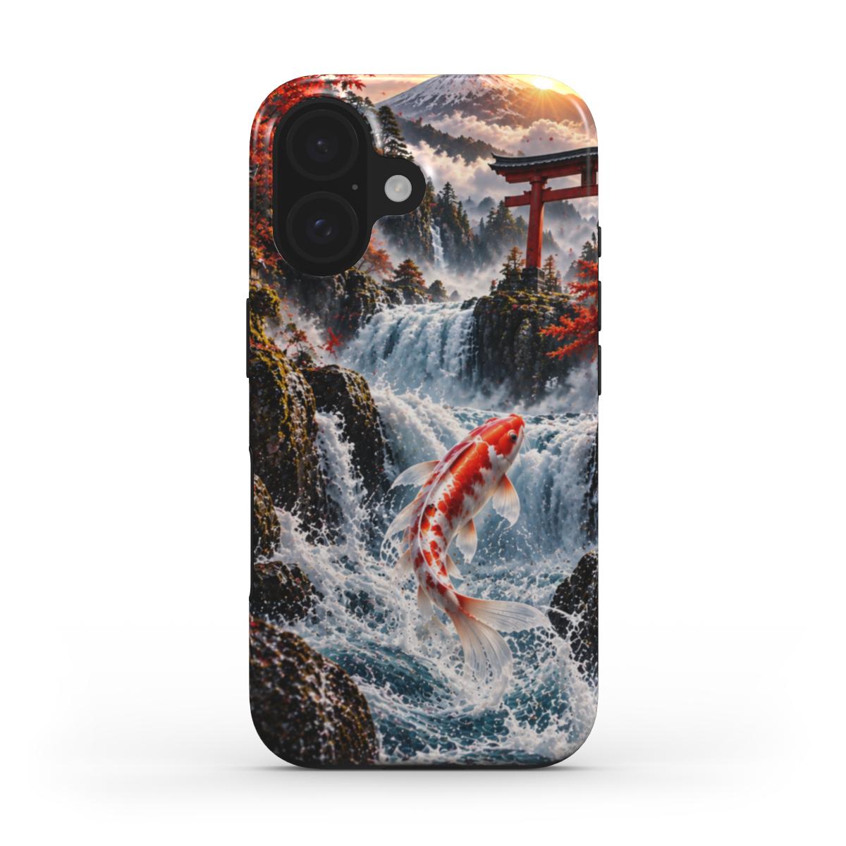 Crimson Koi Waterfall Tough Phone Case