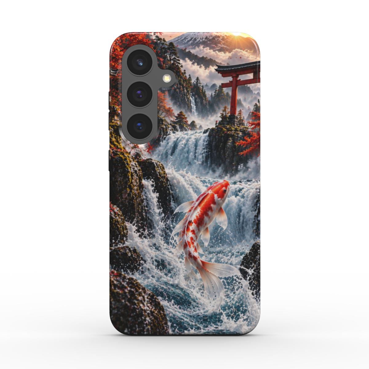 Crimson Koi Waterfall Tough Phone Case